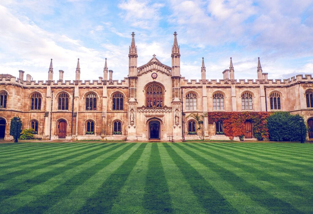 cambridge, nature, architecture, monument, building, brick, grass, sky